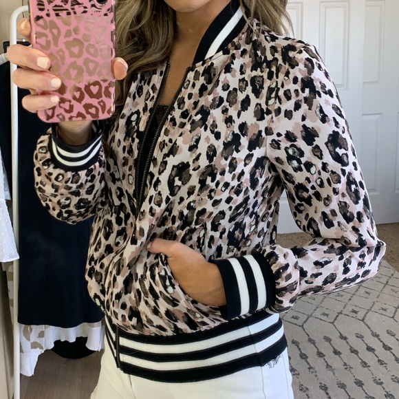 peyton jensen leopard bomber jacket